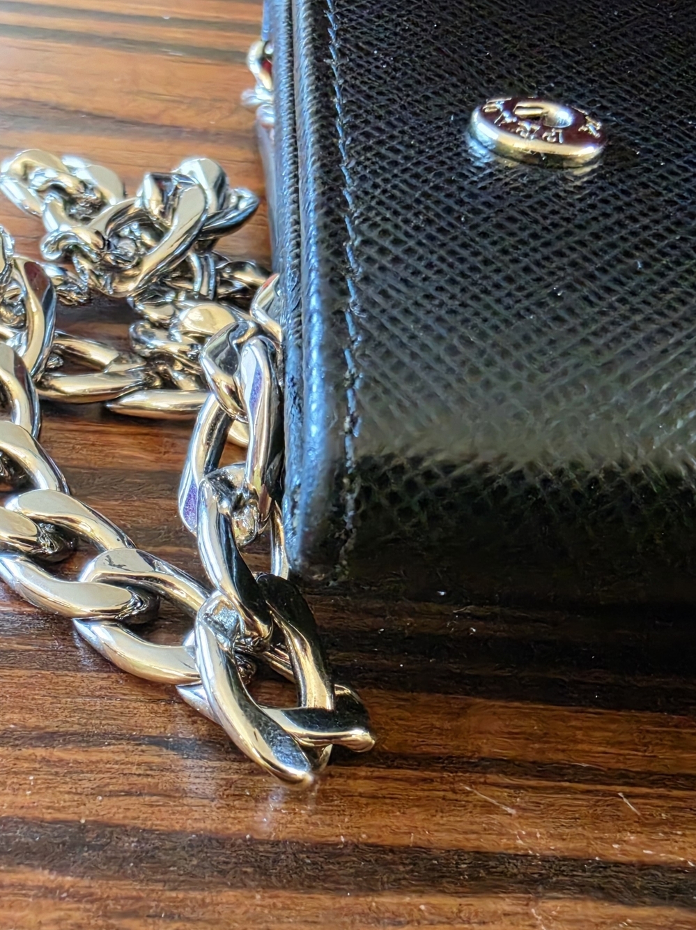 Prada Black Saffiano Chain Wallet Crossbody - Picture 9 of 13